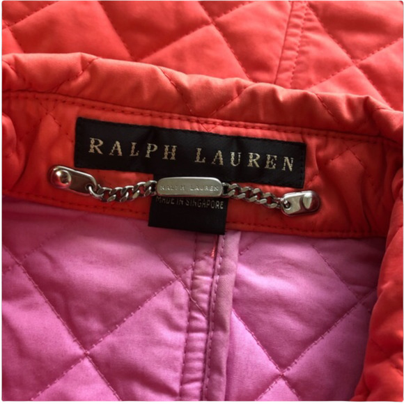 Ralph Lauren Black Label Quilted Jacket Size Small Coral Button Front Winter - Picture 3 of 6